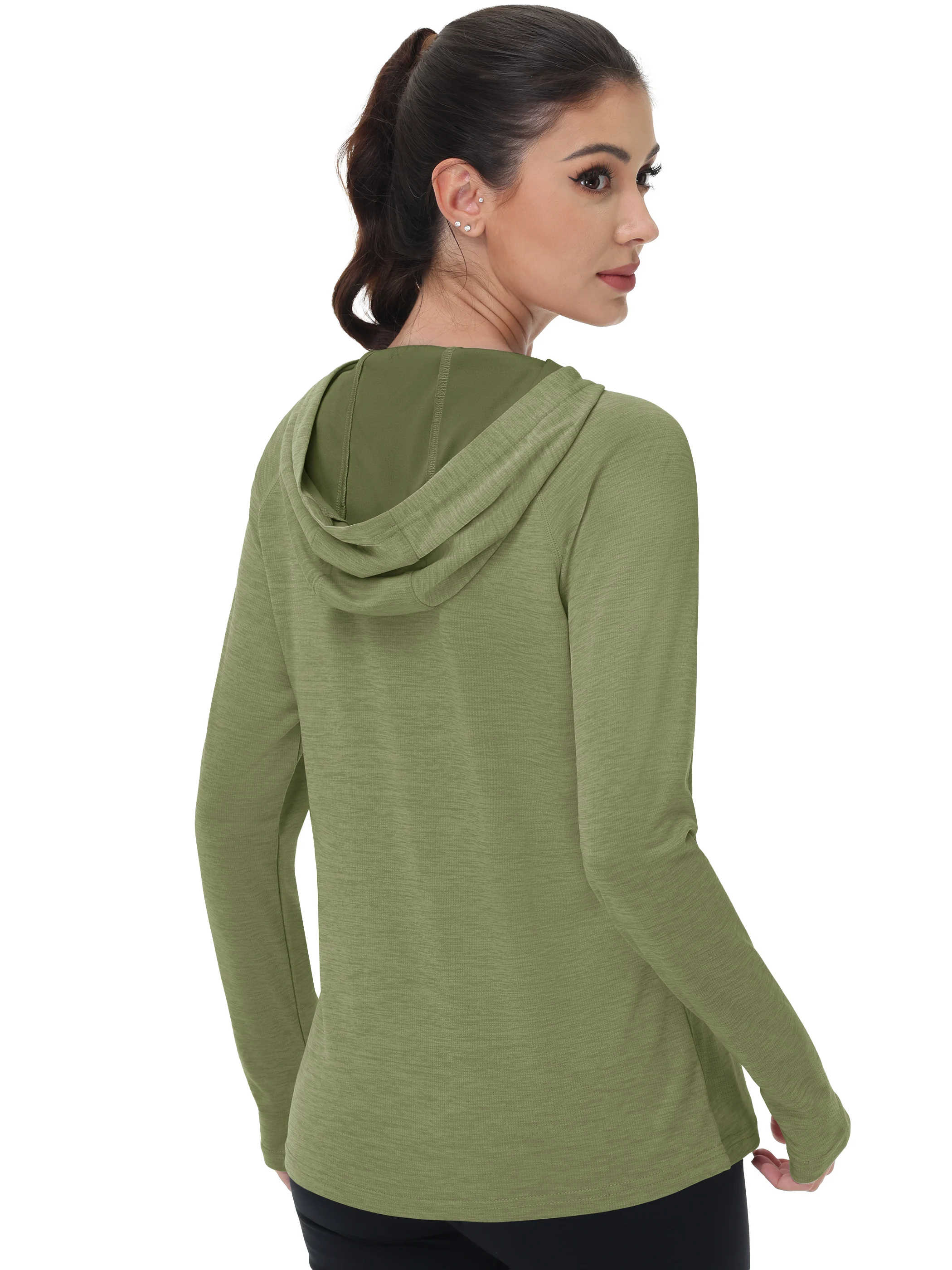 Women's UPF 50+ Sun Protection Hoodie Lightweight Long Sleeve Thumb Hole Hooded Sweatshirt for Hiking, Running & Workout