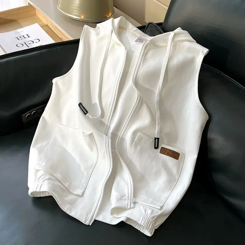 Korean Streetwear Hoodies for Women 2025 Ropa Mujer Hooded Sleeveless Oversized Vest Y2k Tops Casual Zipper Fashion Sweatshirts