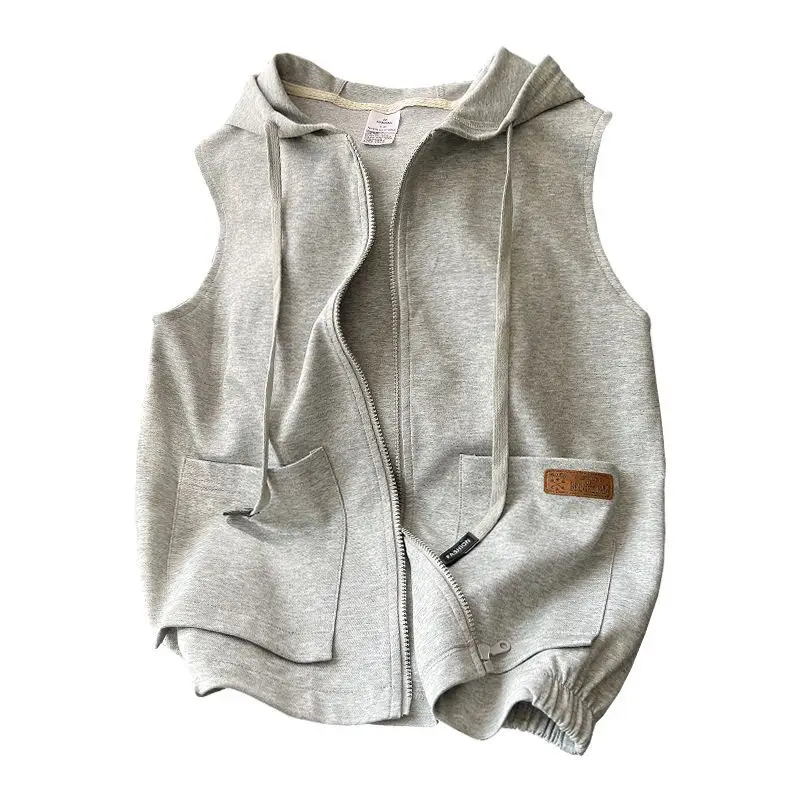 Korean Streetwear Hoodies for Women 2025 Ropa Mujer Hooded Sleeveless Oversized Vest Y2k Tops Casual Zipper Fashion Sweatshirts