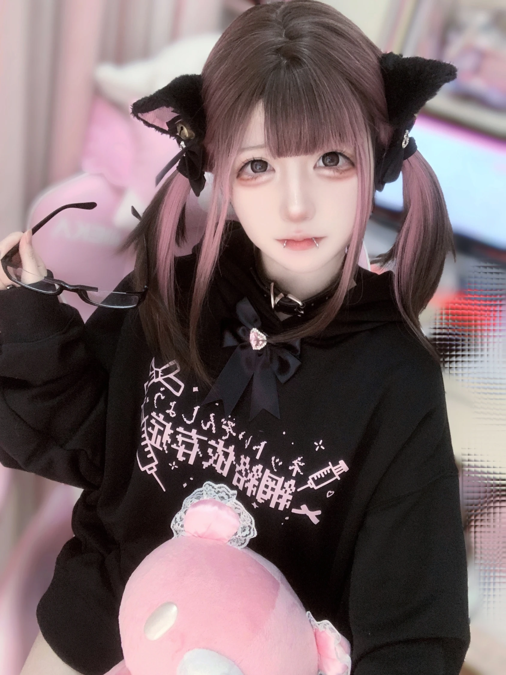 Original Mine Sweatshirt Tops Women Girls Medical Water Color System Mass-Produced Japanese Black and White Hoodies
