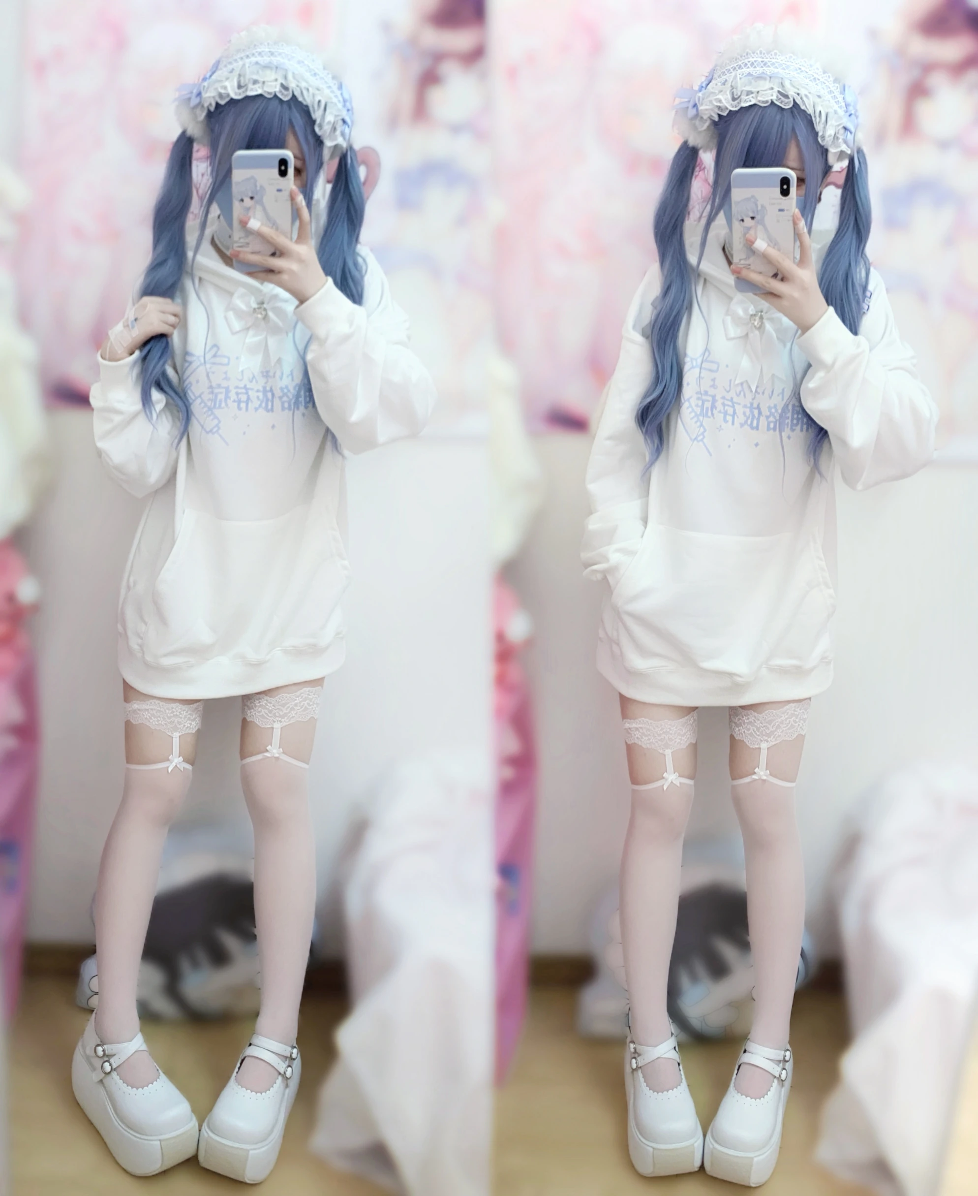 Original Mine Sweatshirt Tops Women Girls Medical Water Color System Mass-Produced Japanese Black and White Hoodies