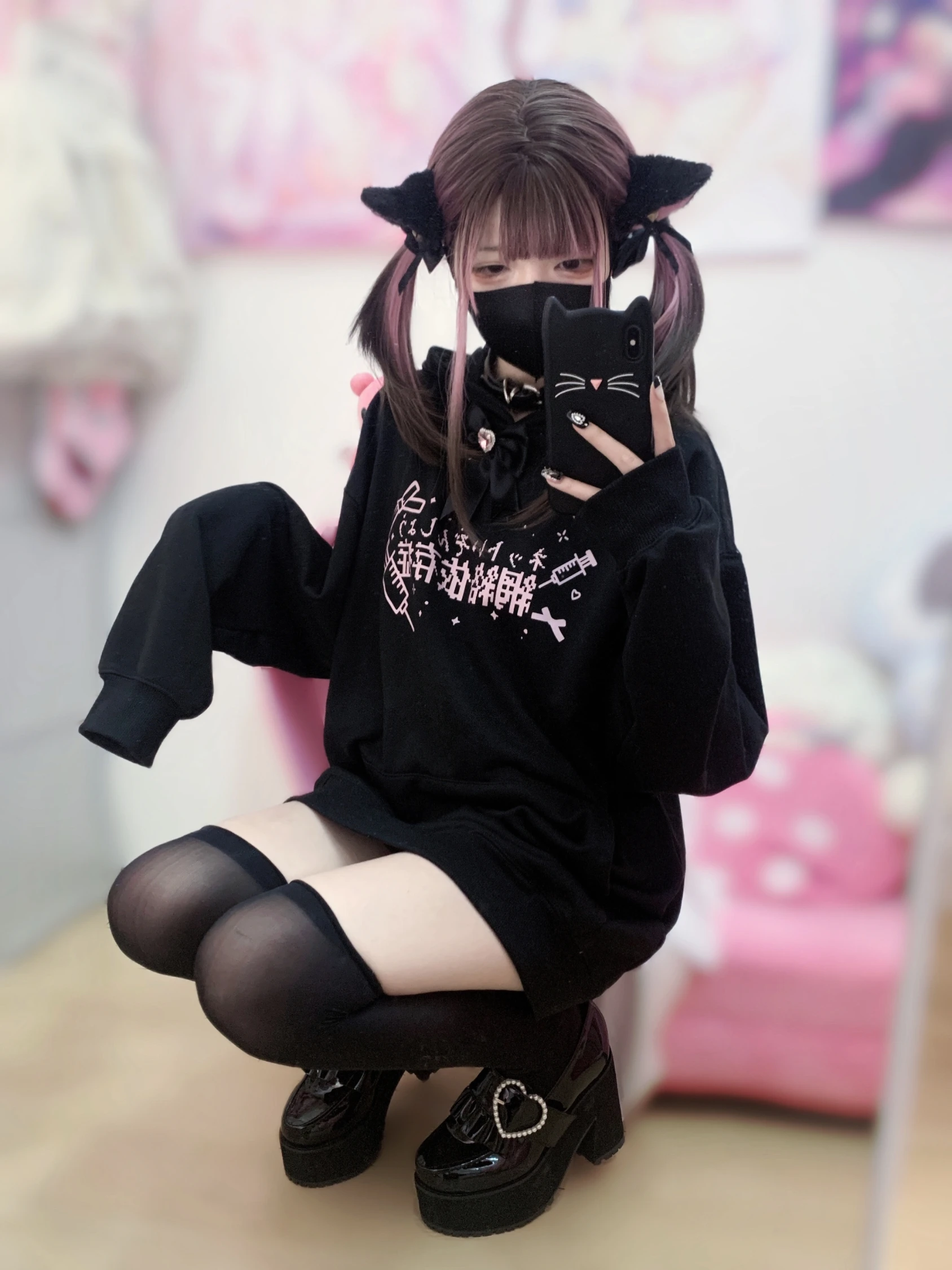 Original Mine Sweatshirt Tops Women Girls Medical Water Color System Mass-Produced Japanese Black and White Hoodies