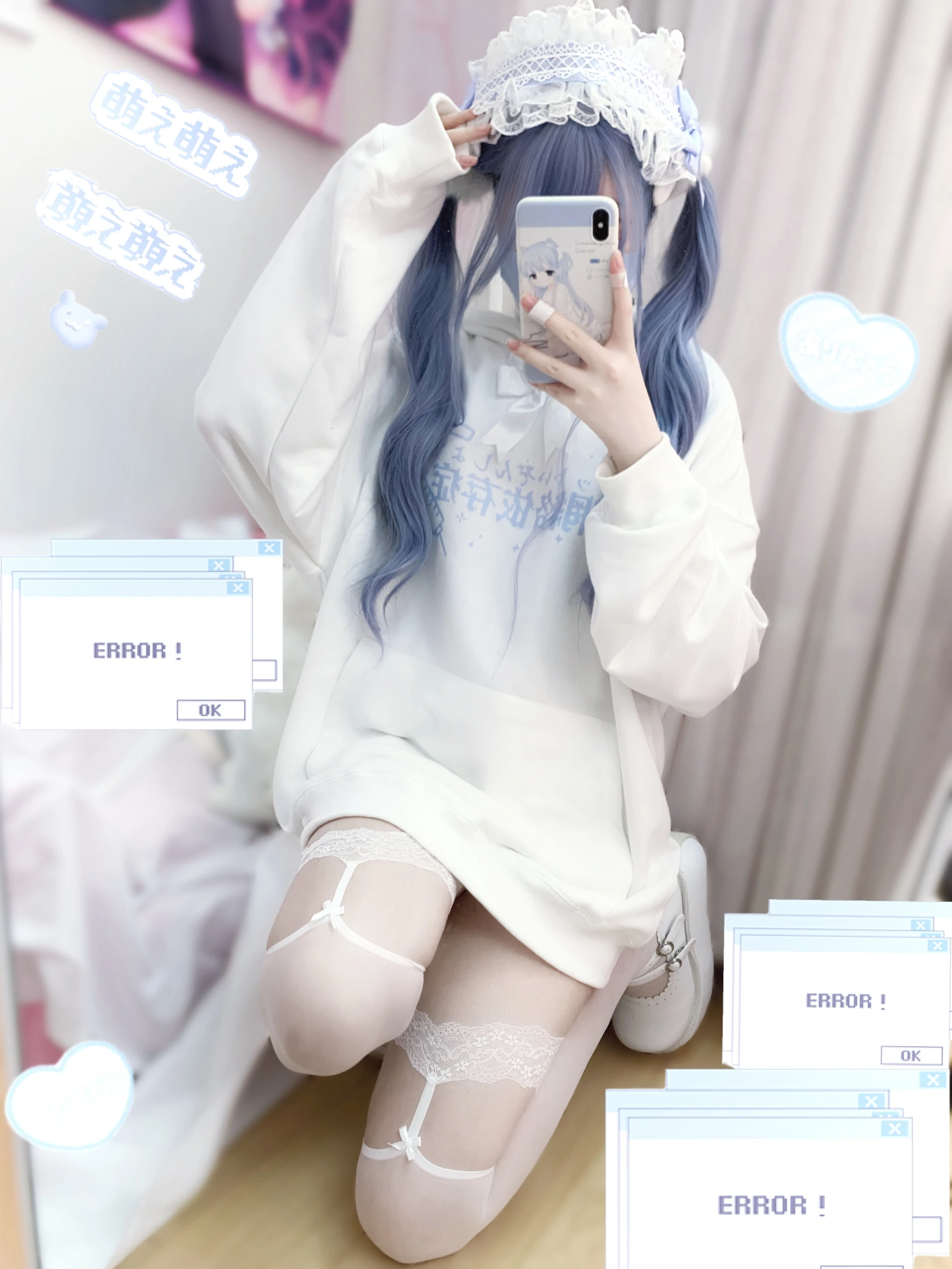 Original Mine Sweatshirt Tops Women Girls Medical Water Color System Mass-Produced Japanese Black and White Hoodies
