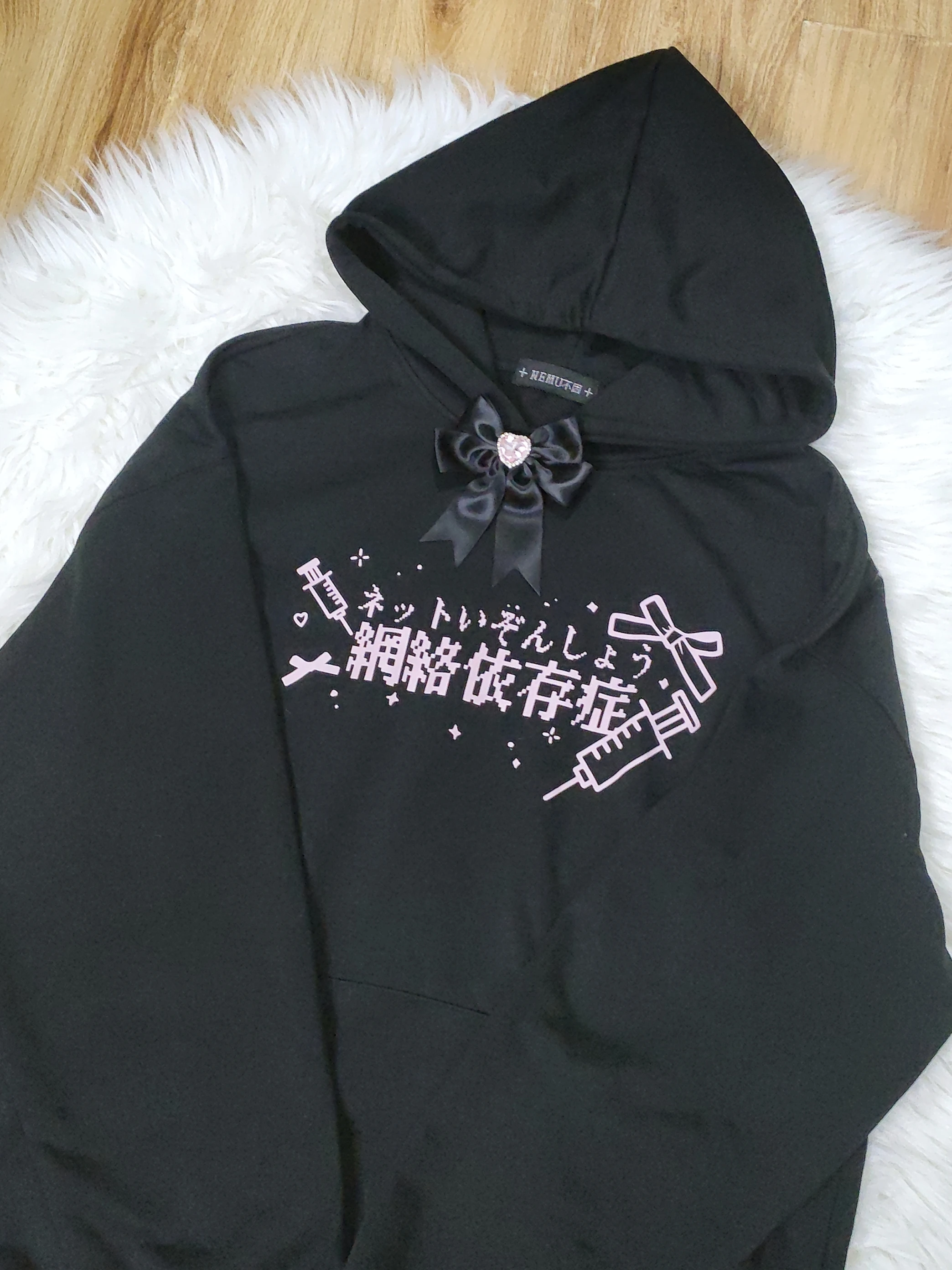 Original Mine Sweatshirt Tops Women Girls Medical Water Color System Mass-Produced Japanese Black and White Hoodies