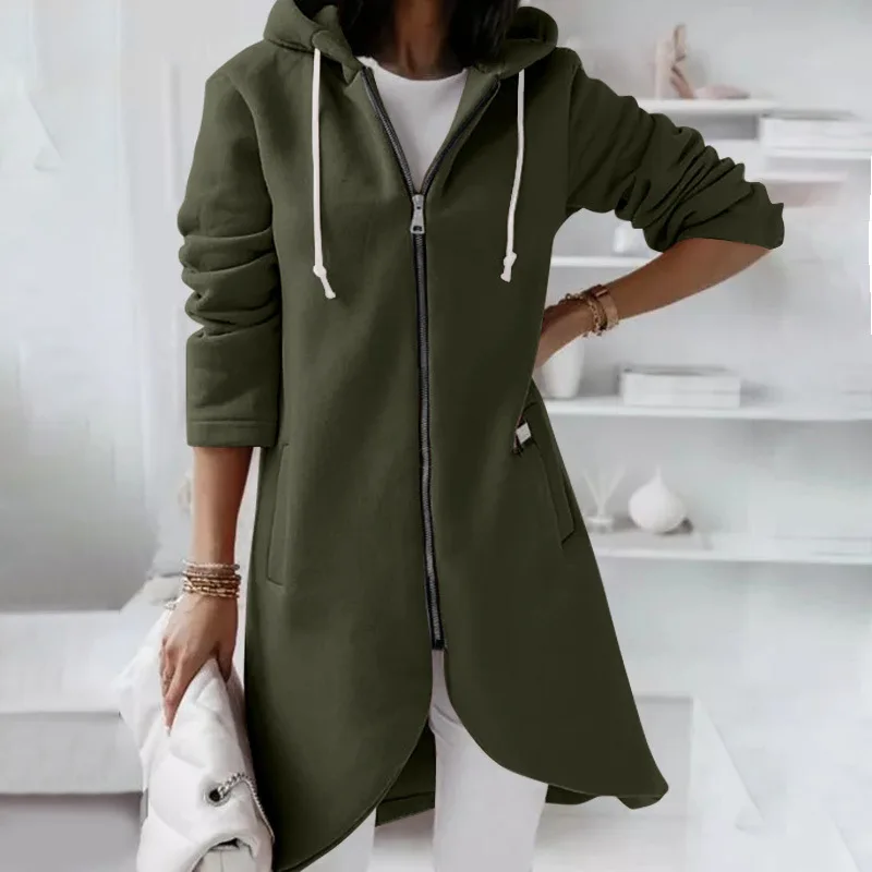 Women Causal Winter Overcoat Female Plus Sizes Hooded Pocket Cap Coat Outerwear Zipper Elegant Jacket Casco Feminino