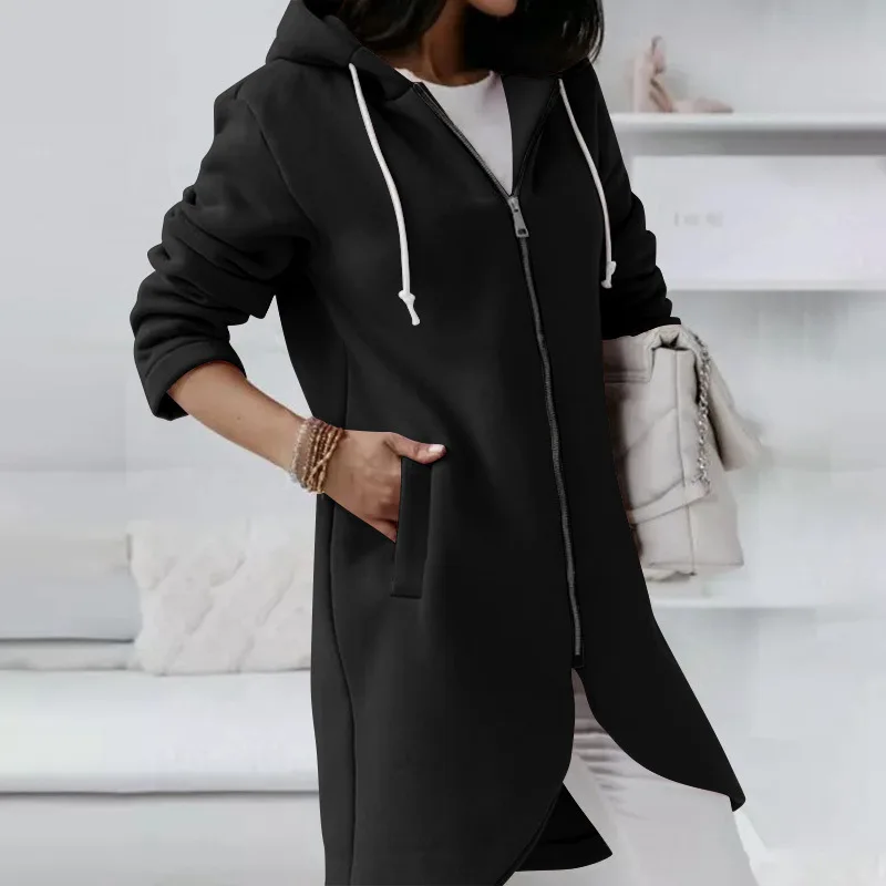 Women Causal Winter Overcoat Female Plus Sizes Hooded Pocket Cap Coat Outerwear Zipper Elegant Jacket Casco Feminino