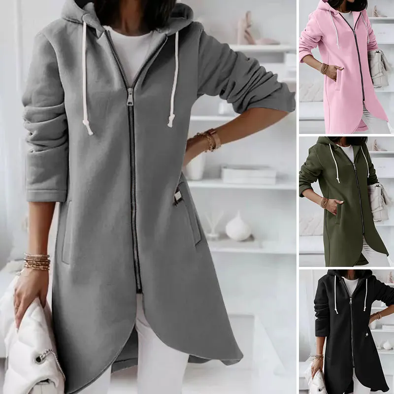 Women Causal Winter Overcoat Female Plus Sizes Hooded Pocket Cap Coat Outerwear Zipper Elegant Jacket Casco Feminino