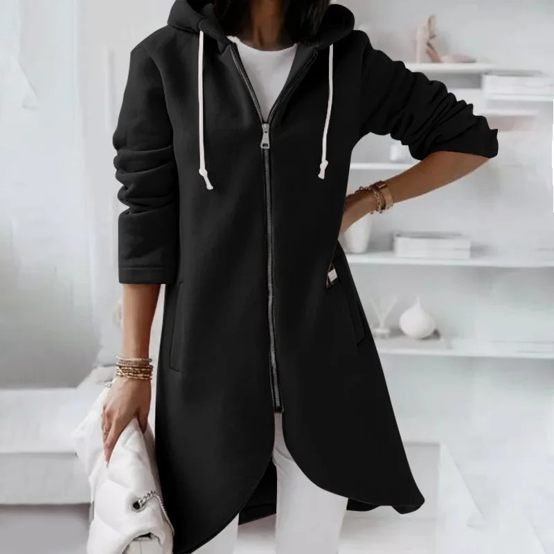 Women Causal Winter Overcoat Female Plus Sizes Hooded Pocket Cap Coat Outerwear Zipper Elegant Jacket Casco Feminino