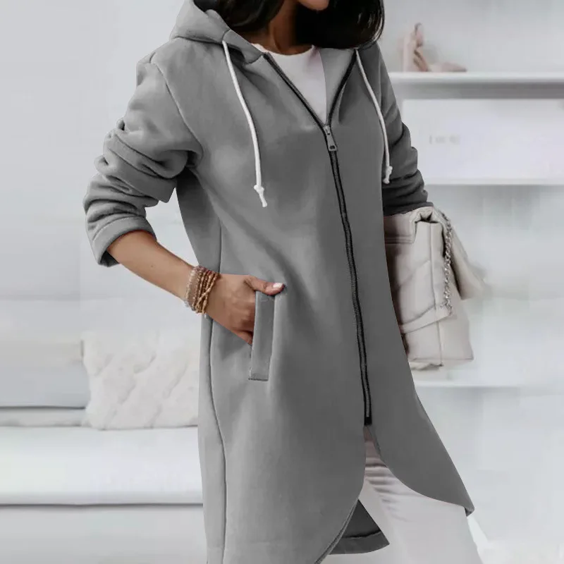 Women Causal Winter Overcoat Female Plus Sizes Hooded Pocket Cap Coat Outerwear Zipper Elegant Jacket Casco Feminino