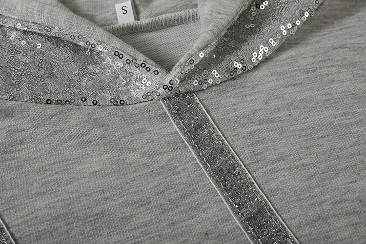 Fashion Trend Autumn and Winter Pop Hot Sequins Printed Loose Hoodie Woman