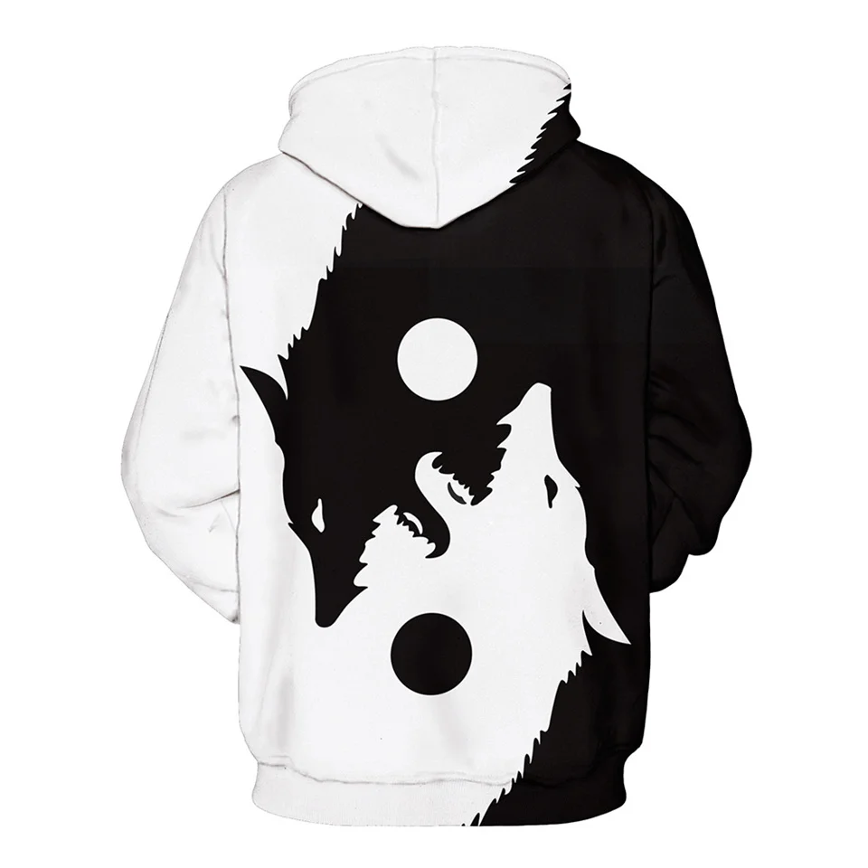 Yin Yang Wolf 3D Printing Men/Women Autumn Winter Tai Chi Wolf Anime Hoodies Sweatshirt Long Sleeve Hoodie Harajuku Cartoon Tops