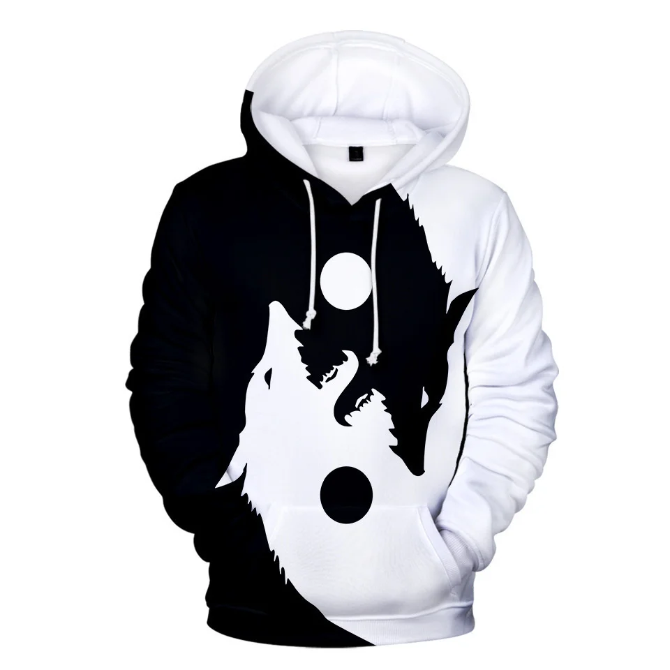 Yin Yang Wolf 3D Printing Men/Women Autumn Winter Tai Chi Wolf Anime Hoodies Sweatshirt Long Sleeve Hoodie Harajuku Cartoon Tops