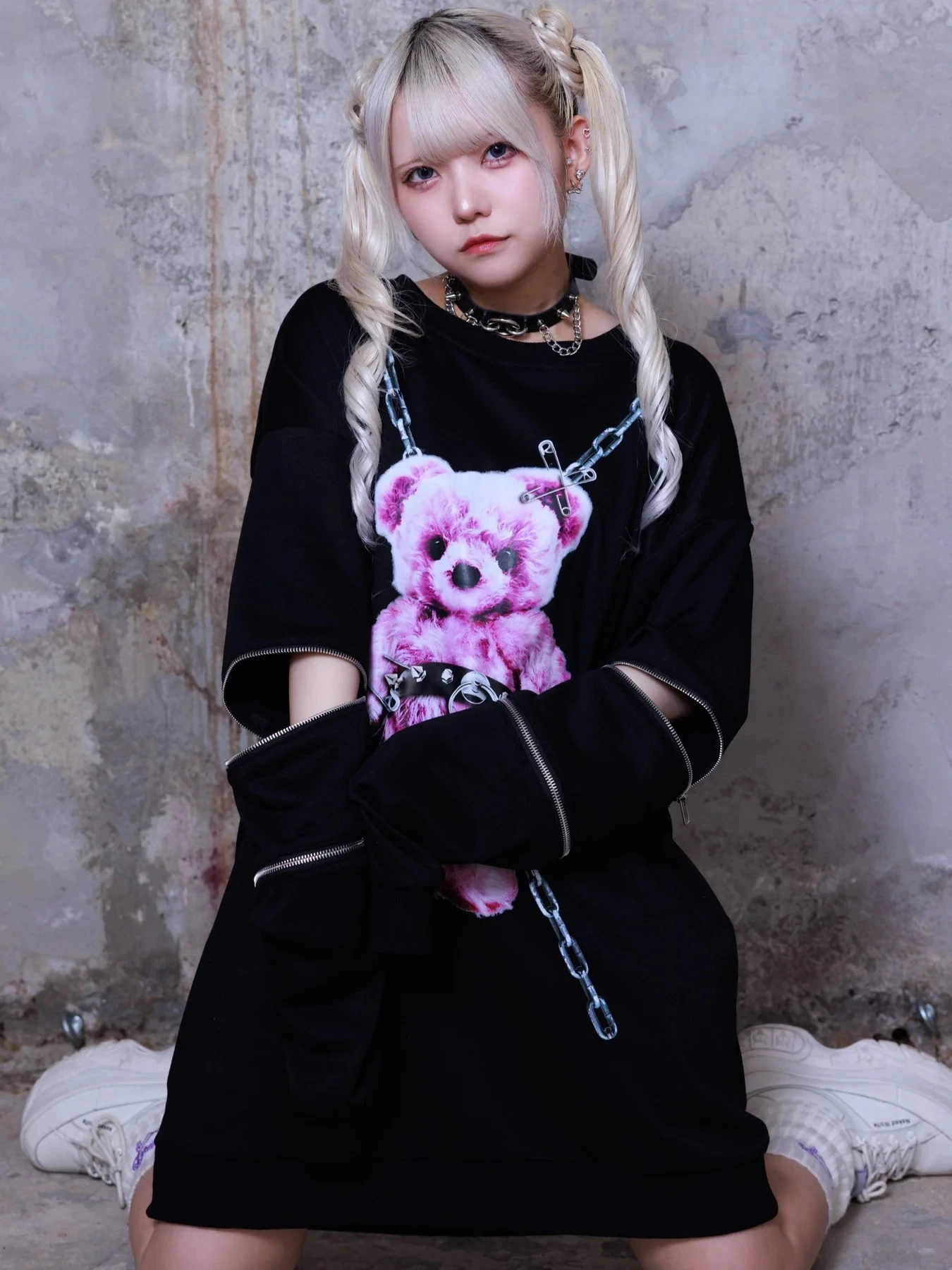 Mine Subculture Cartoon Bear Zipper Sweatshirt Jacket Women's Japanese Clothes 2024 Autumn New Oversized Hoodies Long Y2k Top