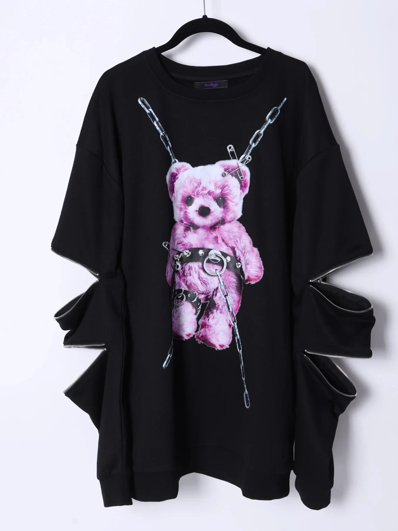 Mine Subculture Cartoon Bear Zipper Sweatshirt Jacket Women's Japanese Clothes 2024 Autumn New Oversized Hoodies Long Y2k Top