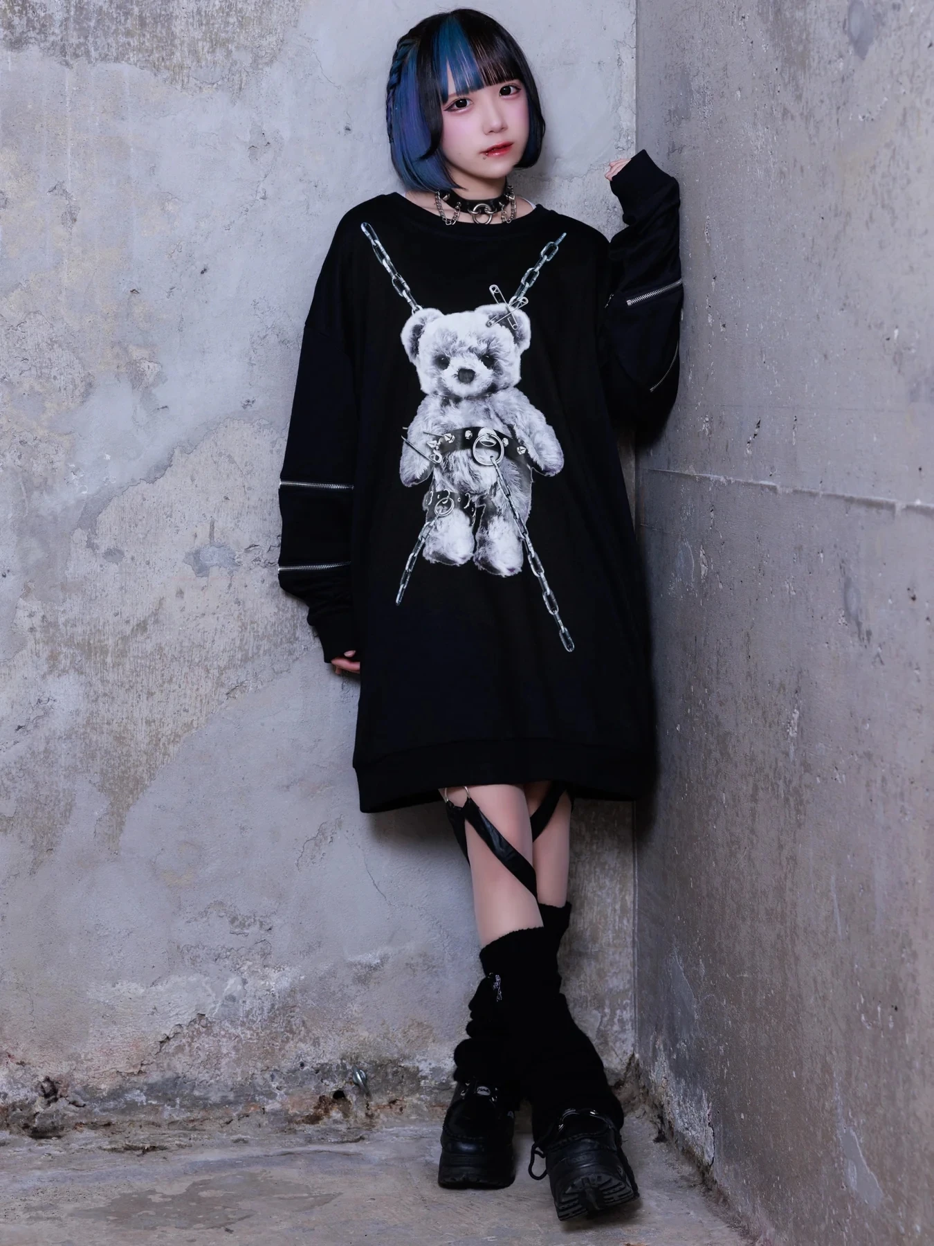 Mine Subculture Cartoon Bear Zipper Sweatshirt Jacket Women's Japanese Clothes 2024 Autumn New Oversized Hoodies Long Y2k Top