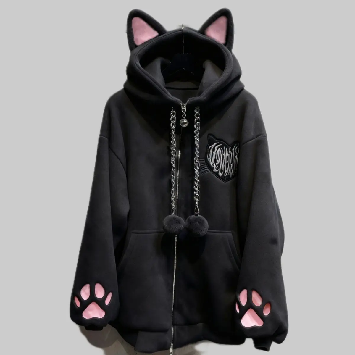 Winter Japanese Kawaii Rabbit Ears Hoodies Sweatshirt Women Design Loose Patchwork Cute Coat Female Chic Korean Popular Cothes