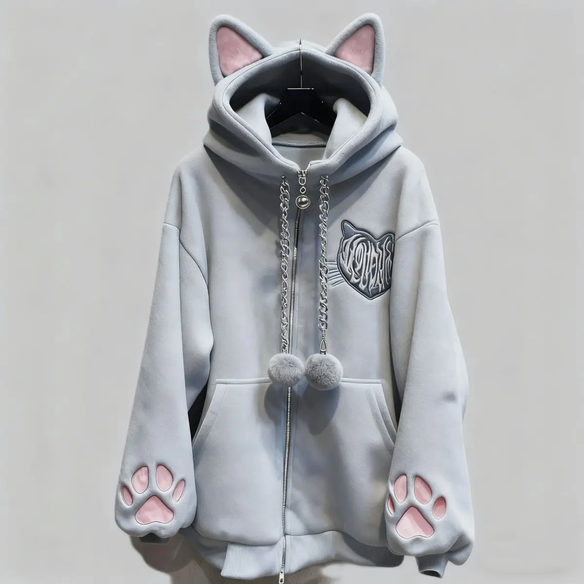Winter Japanese Kawaii Rabbit Ears Hoodies Sweatshirt Women Design Loose Patchwork Cute Coat Female Chic Korean Popular Cothes