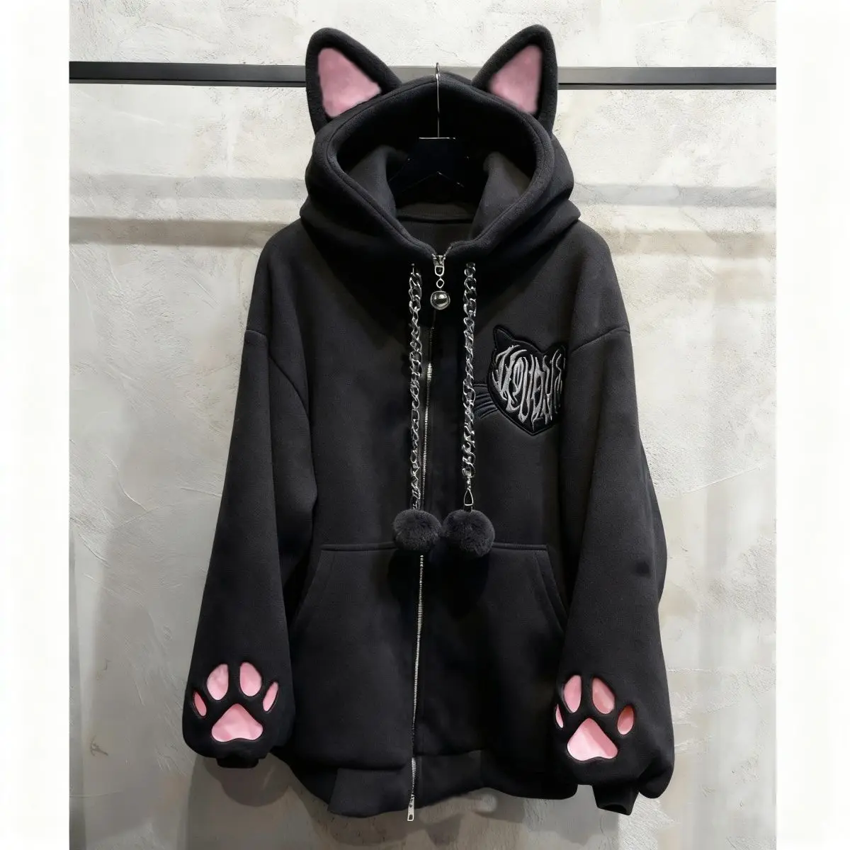 Winter Japanese Kawaii Rabbit Ears Hoodies Sweatshirt Women Design Loose Patchwork Cute Coat Female Chic Korean Popular Cothes