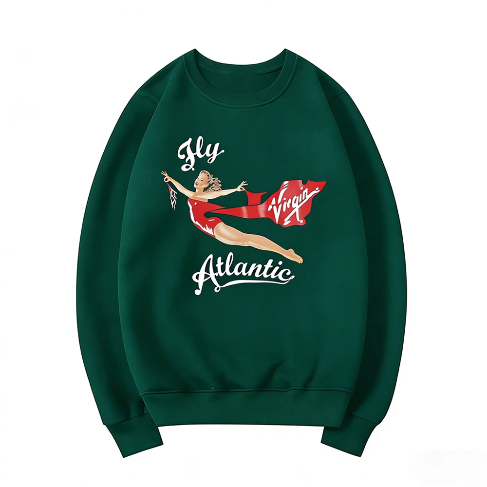 Fly Atlantic Princess Diana Sweatshirt Retro 80s Sporty Crewneck Winter Clothes Women Aesthetic Sweaters Casual Long Sleeve Tops