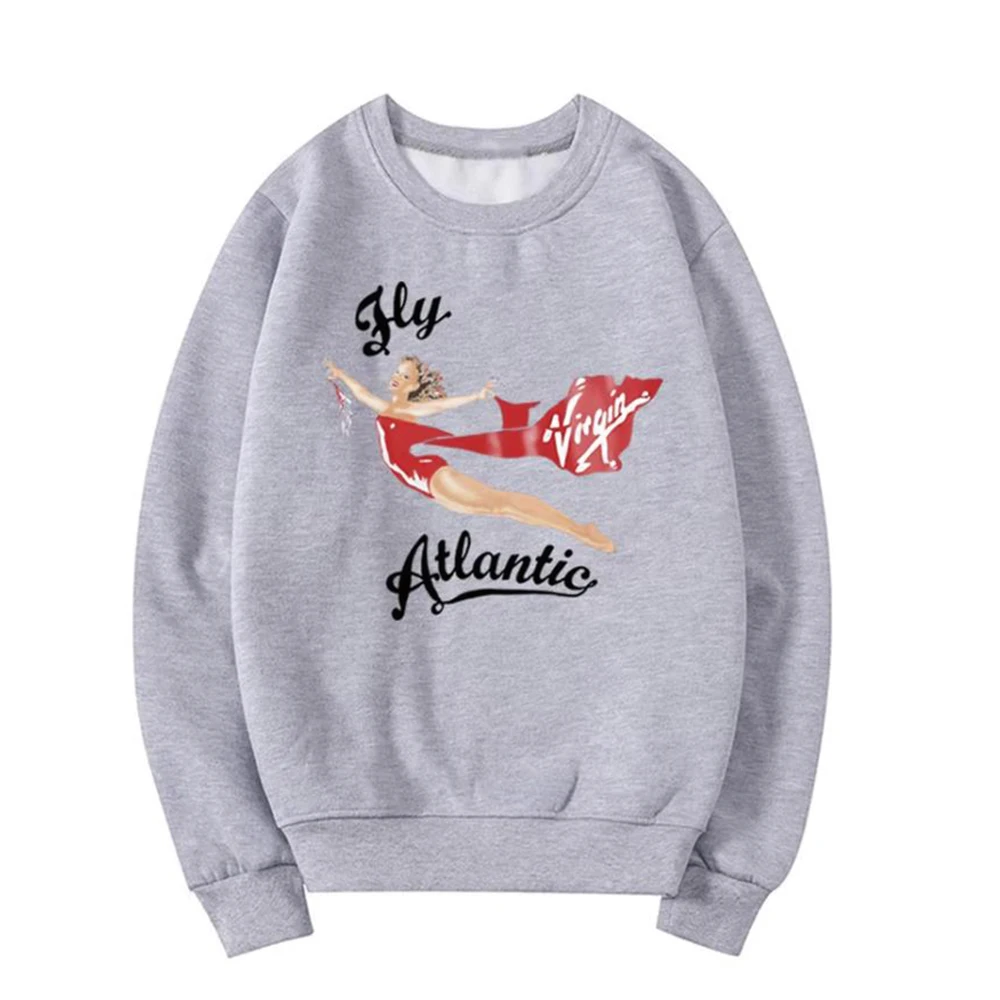 Fly Atlantic Princess Diana Sweatshirt Retro 80s Sporty Crewneck Winter Clothes Women Aesthetic Sweaters Casual Long Sleeve Tops
