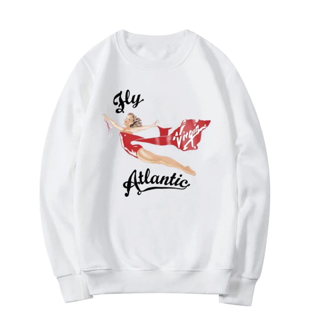 Fly Atlantic Princess Diana Sweatshirt Retro 80s Sporty Crewneck Winter Clothes Women Aesthetic Sweaters Casual Long Sleeve Tops