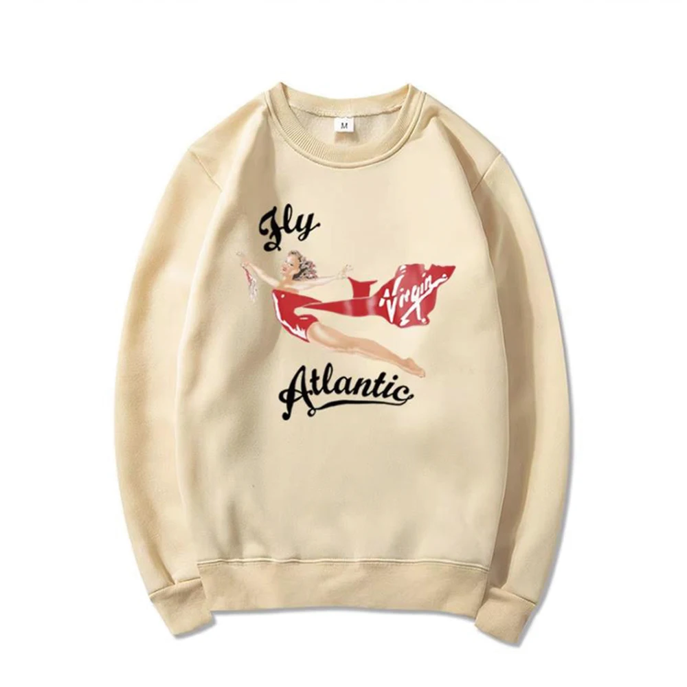 Fly Atlantic Princess Diana Sweatshirt Retro 80s Sporty Crewneck Winter Clothes Women Aesthetic Sweaters Casual Long Sleeve Tops