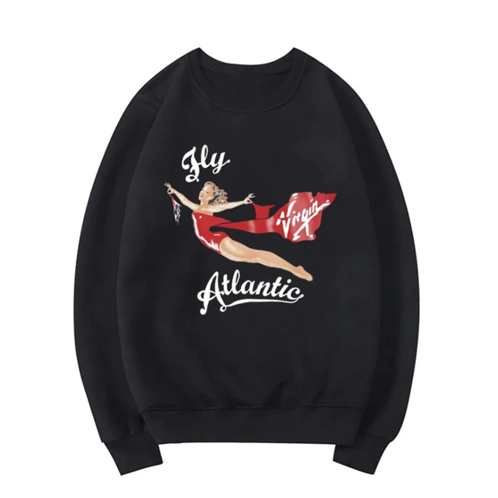 Fly Atlantic Princess Diana Sweatshirt Retro 80s Sporty Crewneck Winter Clothes Women Aesthetic Sweaters Casual Long Sleeve Tops