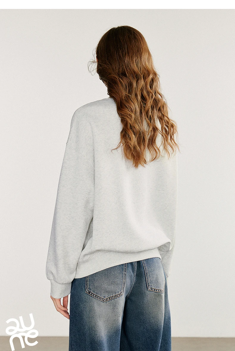 TOYOUTH Women's Hoodies Sweatshirt 2026 Autumn New Green Velvet Flower Embroidered Round Neck Pullover Cotton Tops