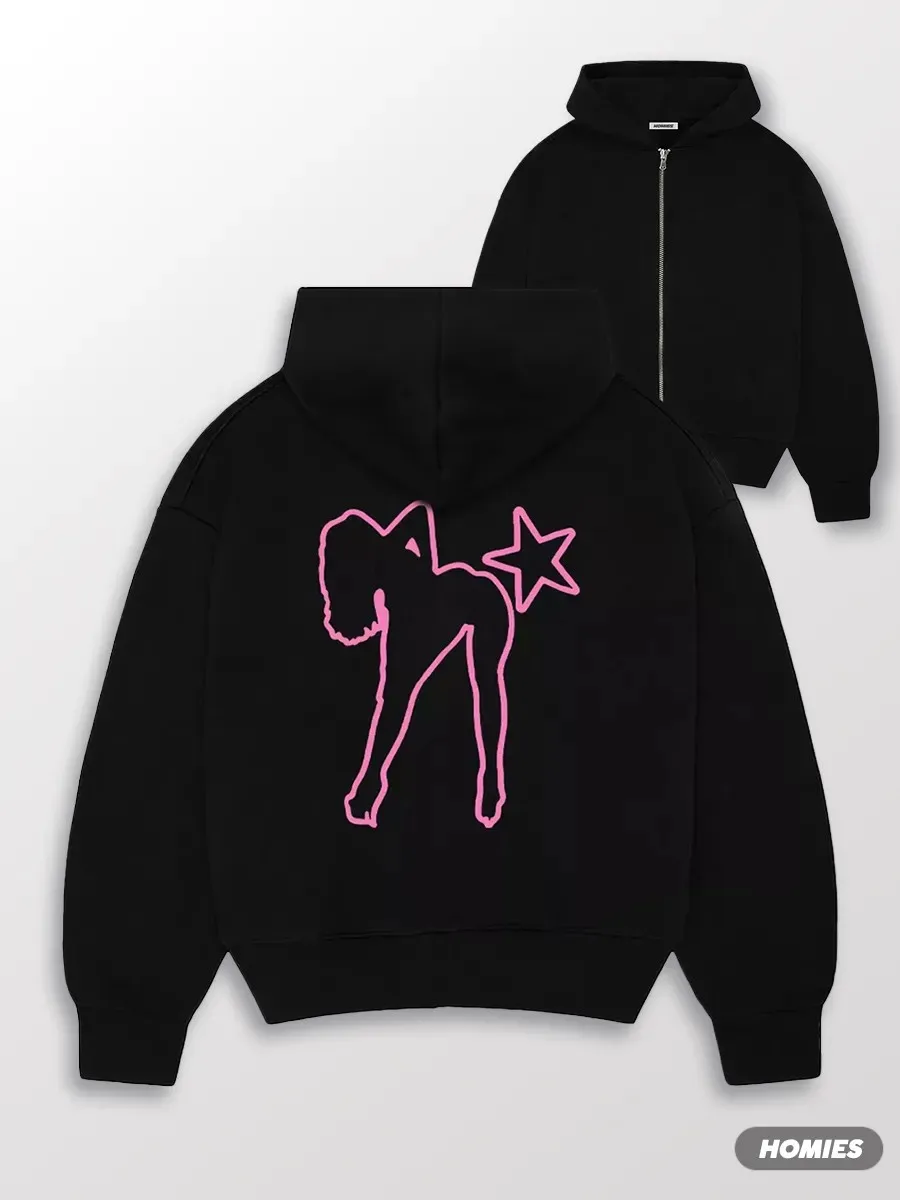 Y2k Trendy Rose Red Letters Hoodies Women Grunge Hip Hop Streetwear Sweatshirt Tops Retro American Oversized Hoodie Men Clothing