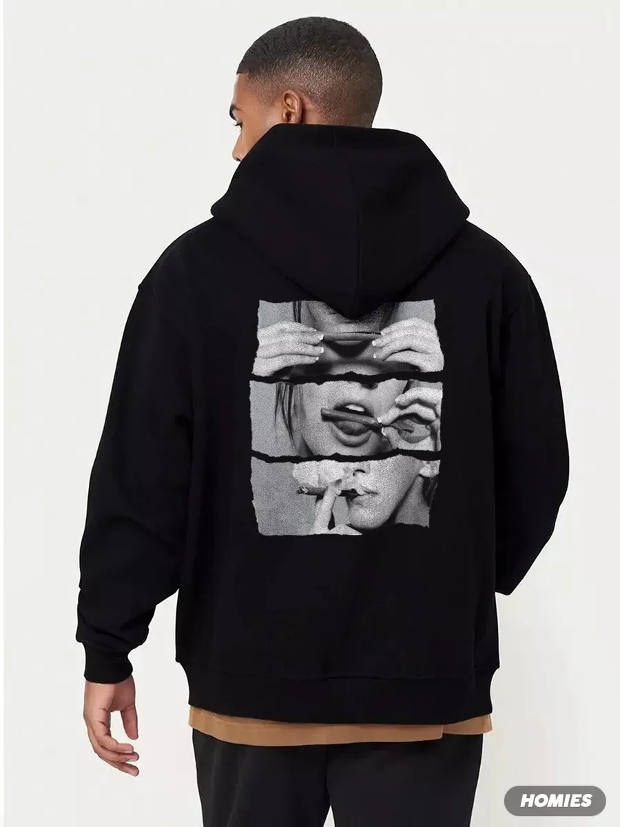Y2k Trendy Rose Red Letters Hoodies Women Grunge Hip Hop Streetwear Sweatshirt Tops Retro American Oversized Hoodie Men Clothing