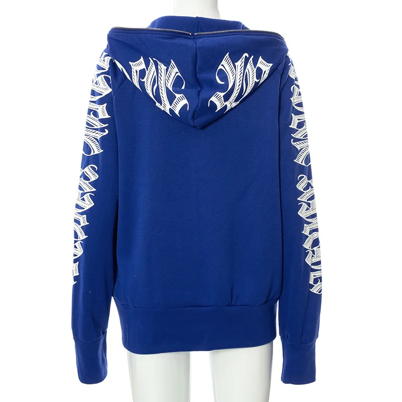 2025 Zipper Letter Print Baddie Clothes Women Hooddies Casual Streetwear Athleisure Sporty Tops Cyber Ghetto Sweatshirts New