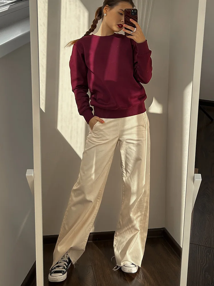 Streamgirl Women Fleece Sweatshirts Autumn Winter Loose O Neck Brown Velvet Pullovers Red Warm Fleece Sweatshirts Women Couple