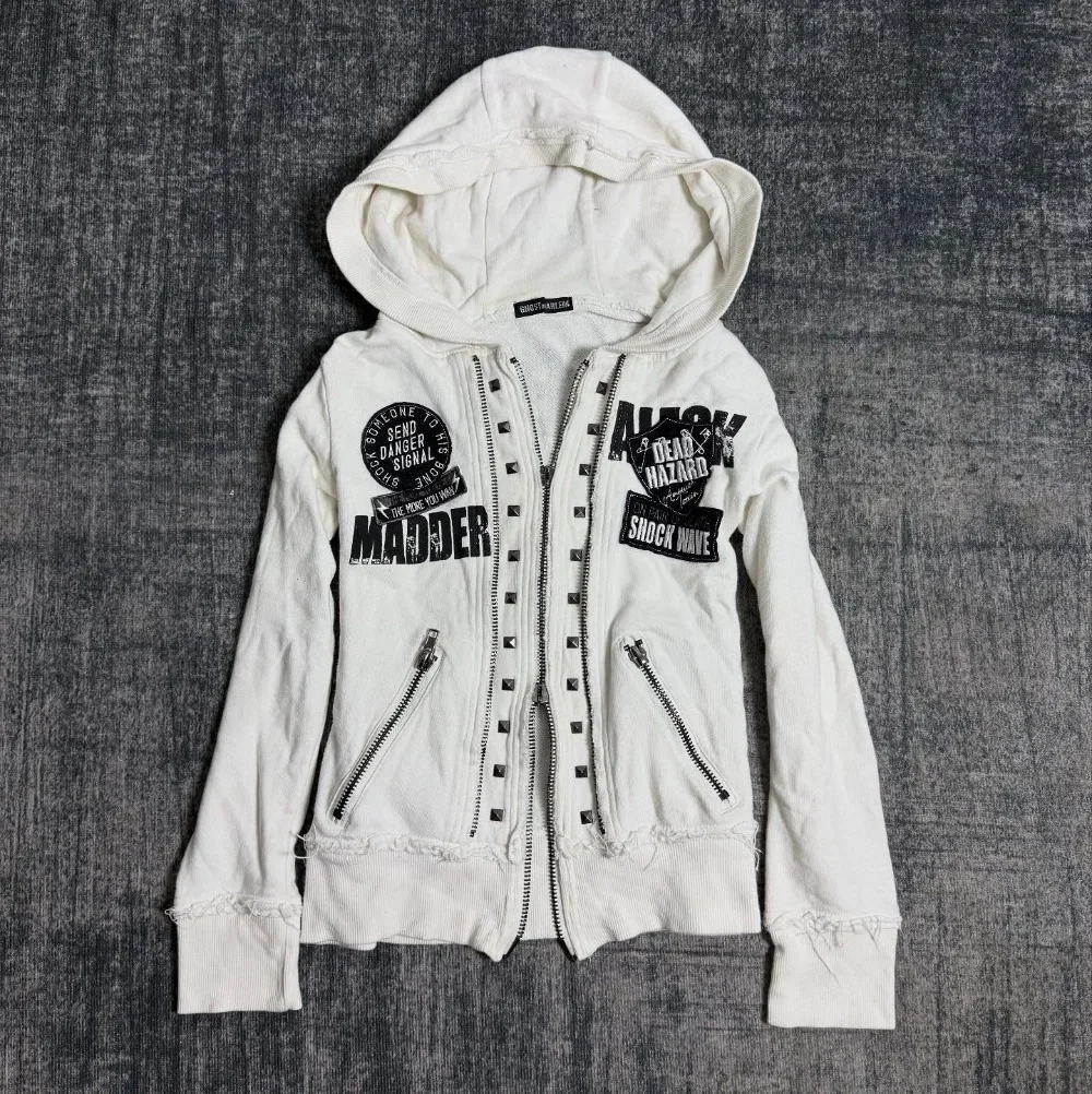Y2K Cute Sexy Slim Fit Zipper Hoodie Women Harajuku Skull Graphic Embroidery Sweatshirt Goth Black Jacket Autumn Winter Clothing