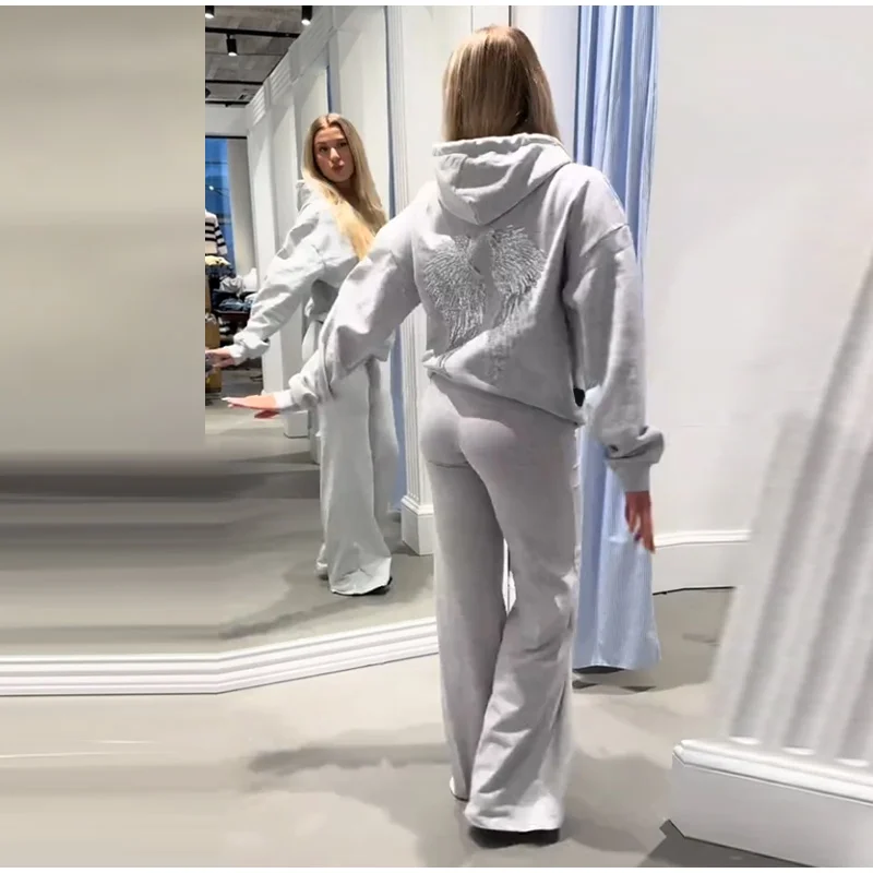 Sequins Wings Hooded Sweatshirt Women's Casual Full Sleeve Hoodies Female Top 2025 Autumn And Winter New Ladies Loose Streetwear