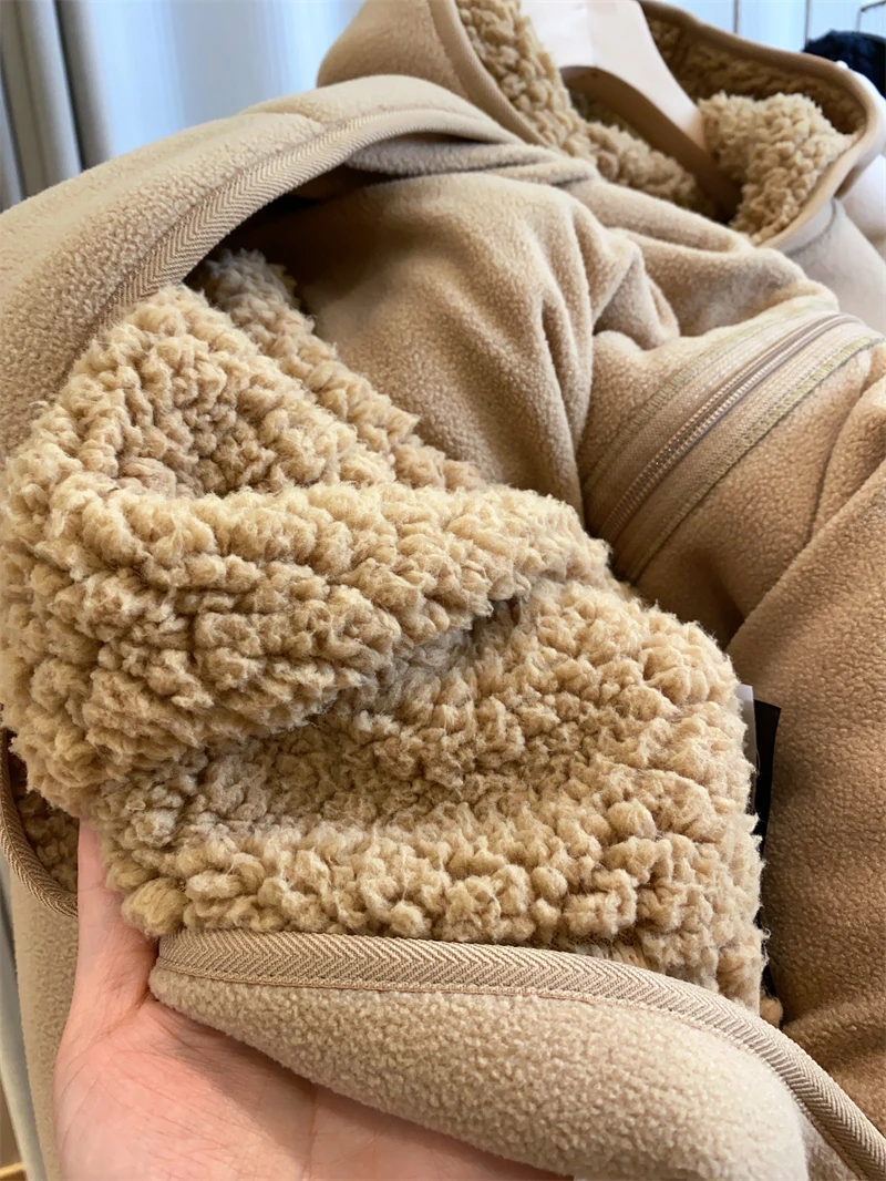 2026 Women Fleece Hoodies Spring Sweatshirts Zipper Pockets Long Sleeves Hooded Thick Loose Y2k Casual Office Lady Autumn Winter