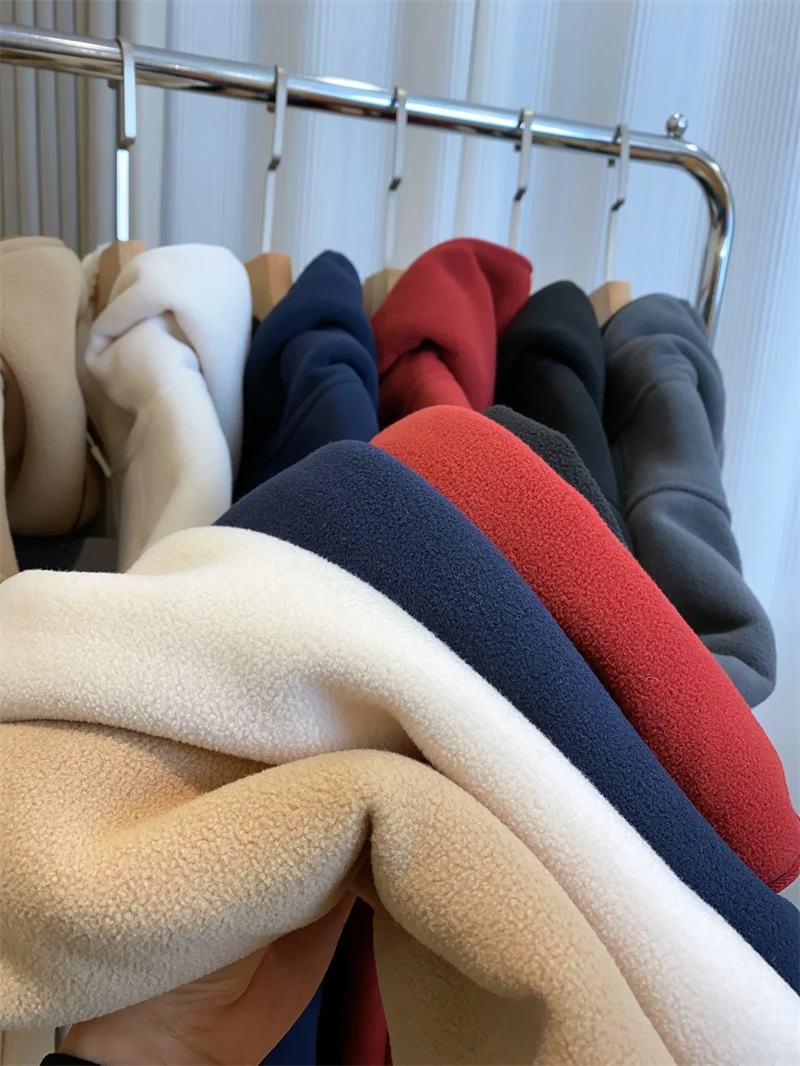 2026 Women Fleece Hoodies Spring Sweatshirts Zipper Pockets Long Sleeves Hooded Thick Loose Y2k Casual Office Lady Autumn Winter