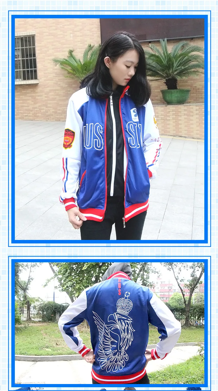 Russia Anime Yuri on Ice Yuri Plisetsky Cosplay Hoddies YURI!!! On ICE Jacket COS Costume Zip Fake Two-piece Coat for Girls