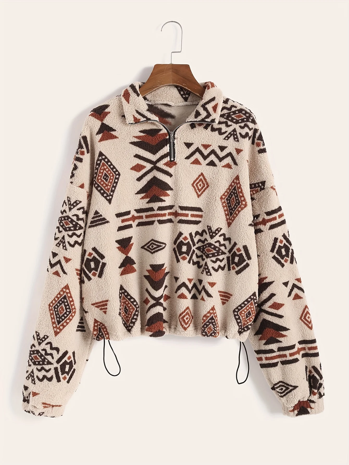 Ms Aztec National Printing Ultra-Fine Austrian Fleece Sweater Zipper Lady