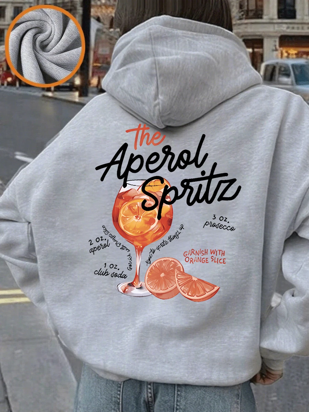 The Aperol Spritz Retro Cocktail Prints Hoodie Women Casual Soft Sweatshirt Loose Pocket Pullover Winter Fleece Warm Clothes