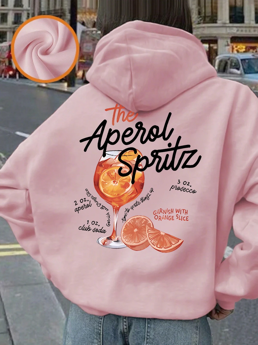 The Aperol Spritz Retro Cocktail Prints Hoodie Women Casual Soft Sweatshirt Loose Pocket Pullover Winter Fleece Warm Clothes