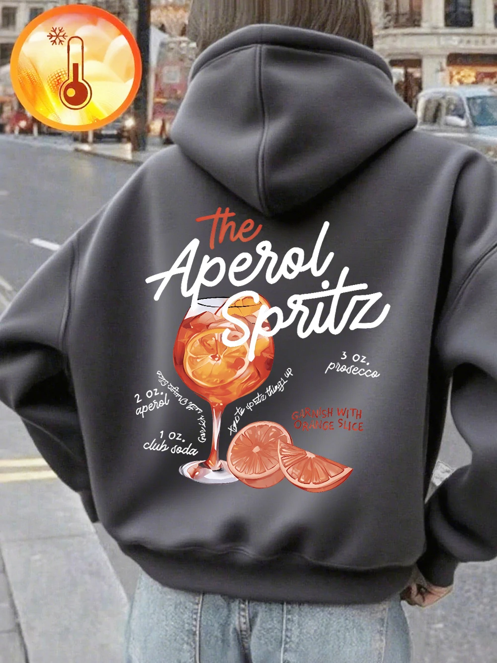 The Aperol Spritz Retro Cocktail Prints Hoodie Women Casual Soft Sweatshirt Loose Pocket Pullover Winter Fleece Warm Clothes