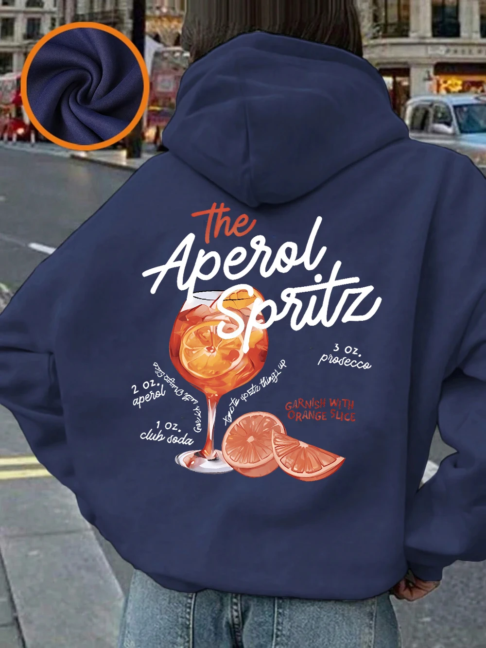 The Aperol Spritz Retro Cocktail Prints Hoodie Women Casual Soft Sweatshirt Loose Pocket Pullover Winter Fleece Warm Clothes