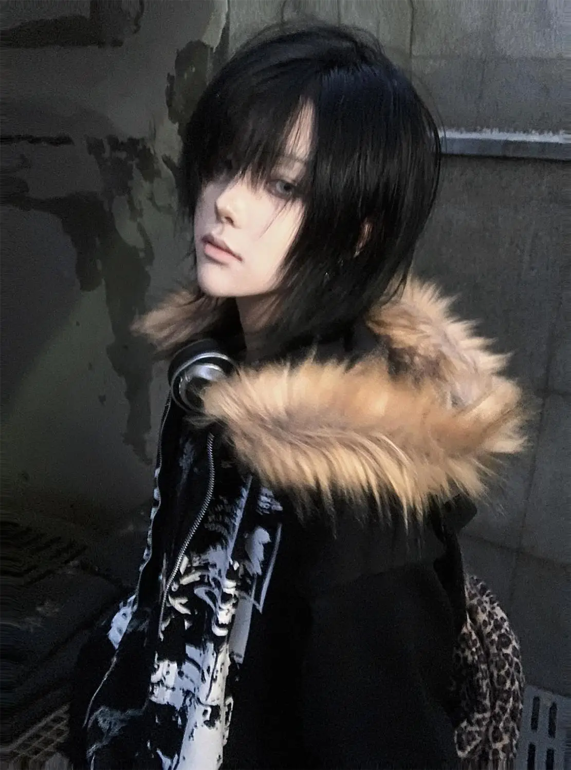 Streetwear Vintage Harajuku Gothic Print Hooded Sweatshirt Coat Aesthetic Slim Jacket Y2k Fur Patchwork Grunge Hoodies Women