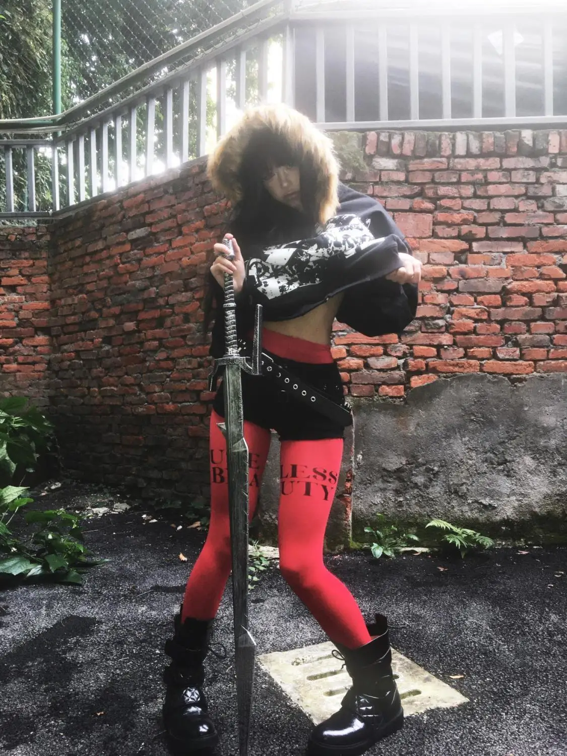 Streetwear Vintage Harajuku Gothic Print Hooded Sweatshirt Coat Aesthetic Slim Jacket Y2k Fur Patchwork Grunge Hoodies Women