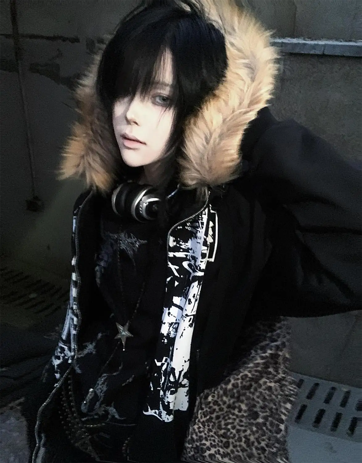 Streetwear Vintage Harajuku Gothic Print Hooded Sweatshirt Coat Aesthetic Slim Jacket Y2k Fur Patchwork Grunge Hoodies Women
