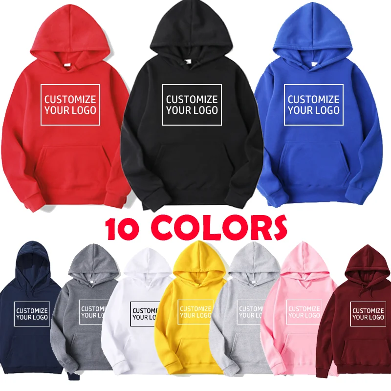 Diy Your Own Design Print Pattern Customize Autumn Long Sleeve Hoodies Solid Color Women Fashion 10 Colors Tops