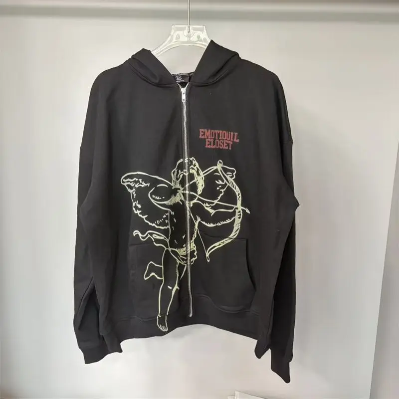 Mixed Emotion Zipper Hoodie Thin 100% Cotton Diamond Pattern Casual Streetwear Sweatshirt Mixed Emotion Jacket Pants