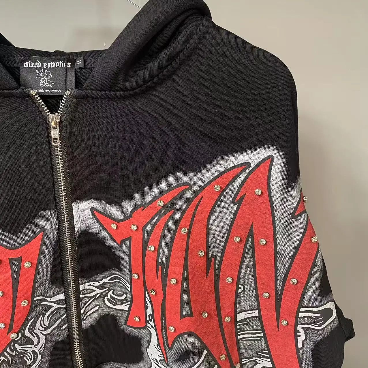 Mixed Emotion Zipper Hoodie Thin 100% Cotton Diamond Pattern Casual Streetwear Sweatshirt Mixed Emotion Jacket Pants