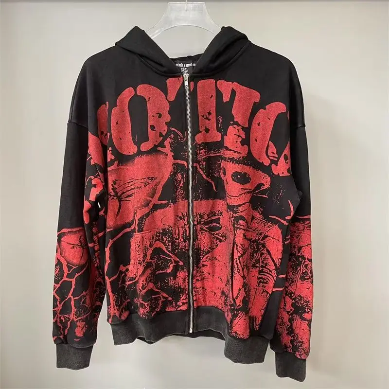 Mixed Emotion Zipper Hoodie Thin 100% Cotton Diamond Pattern Casual Streetwear Sweatshirt Mixed Emotion Jacket Pants