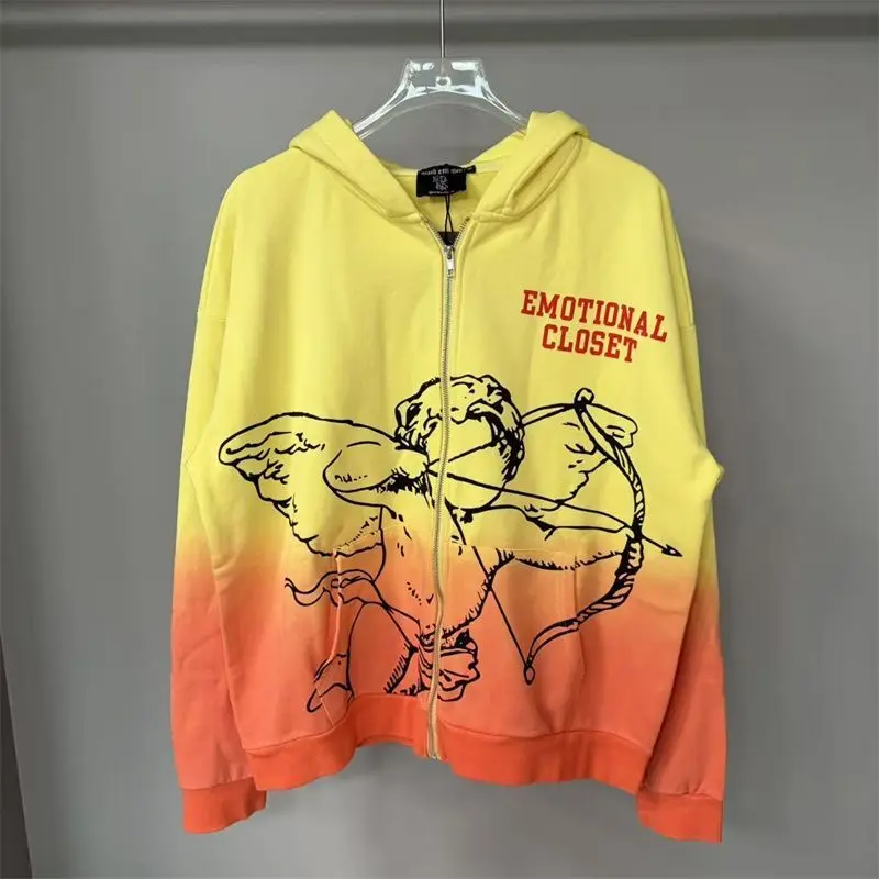 Mixed Emotion Zipper Hoodie Thin 100% Cotton Diamond Pattern Casual Streetwear Sweatshirt Mixed Emotion Jacket Pants